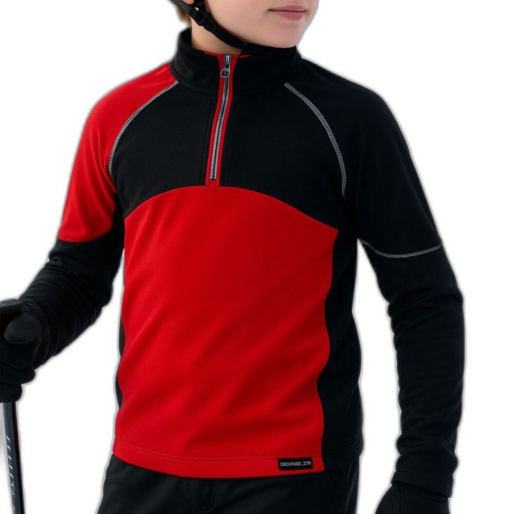 Obermeyer Boys’ Transport Tech 1/4-Zip Baselayer – Brakelight, Big Kids L 14–16